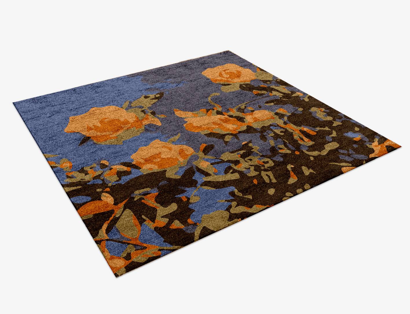 Florida Floral Square Hand Knotted Bamboo Silk Custom Rug by Rug Artisan
