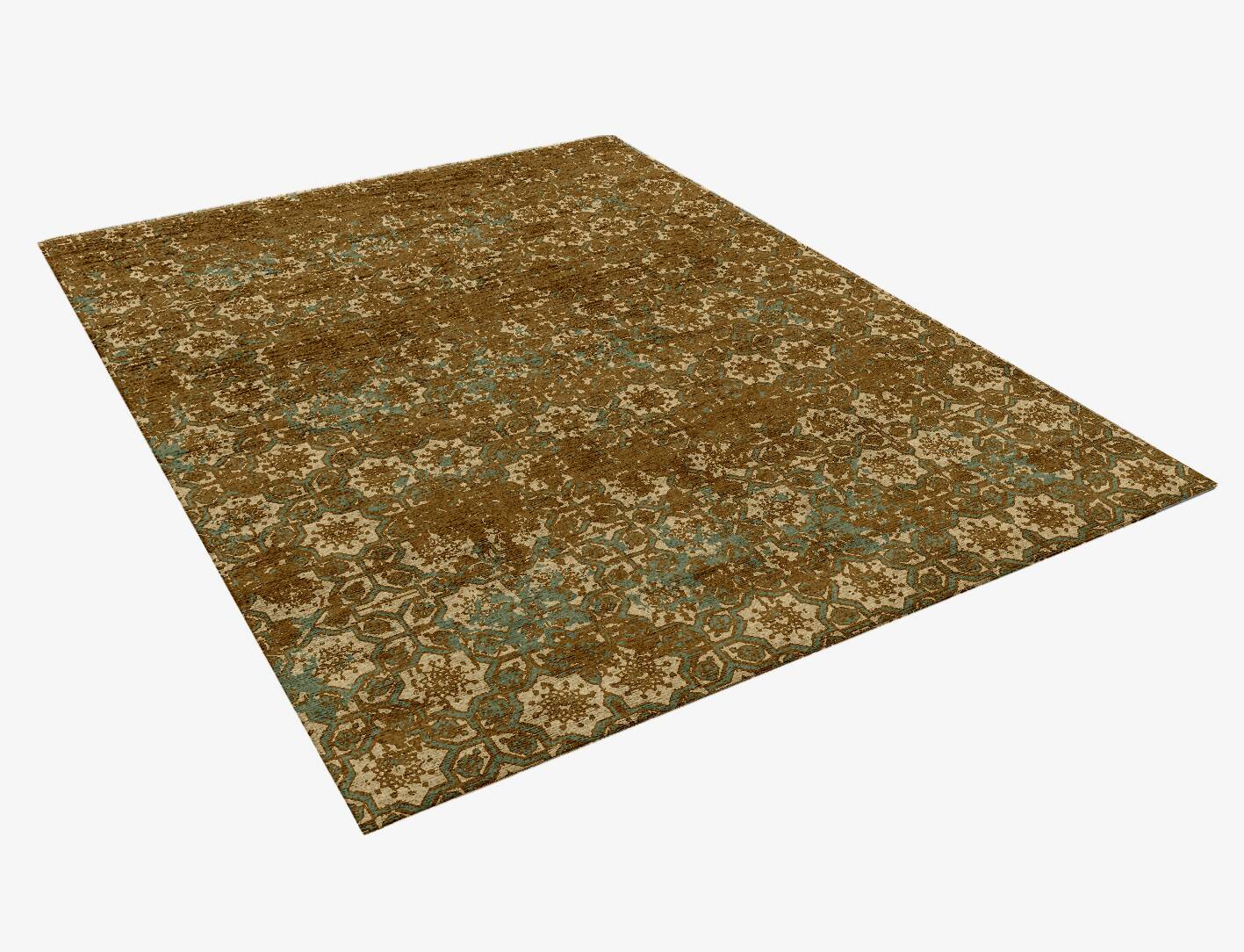 Flower Mosaic Vintage Rectangle Hand Knotted Bamboo Silk Custom Rug by Rug Artisan