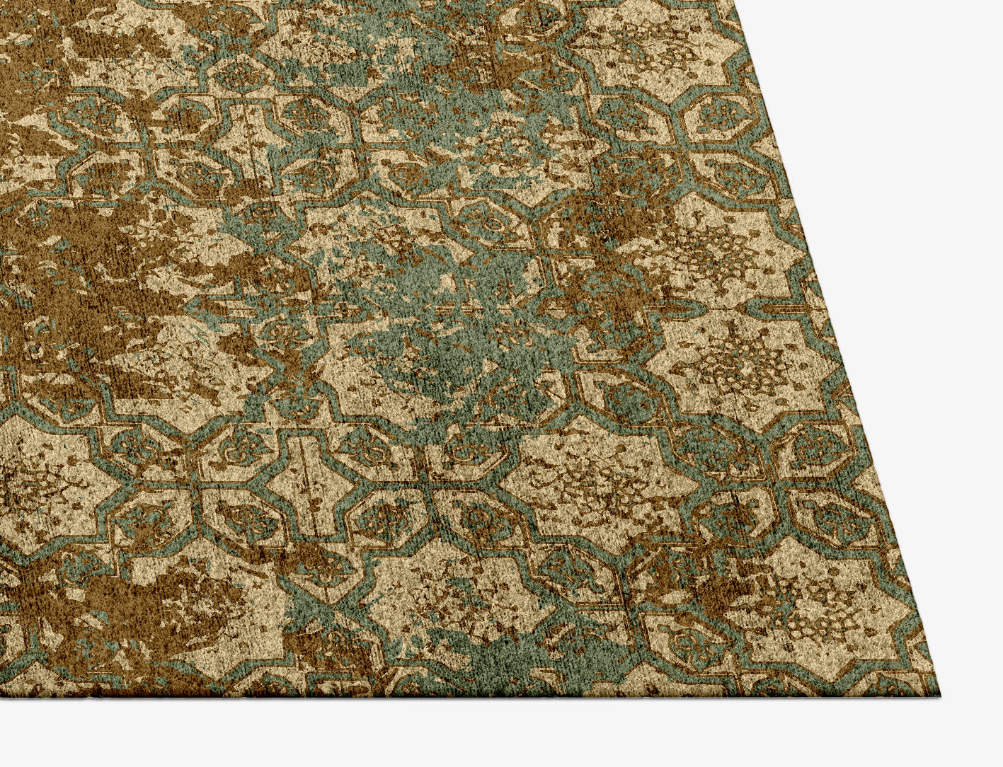 Flower Mosaic Vintage Rectangle Hand Knotted Bamboo Silk Custom Rug by Rug Artisan