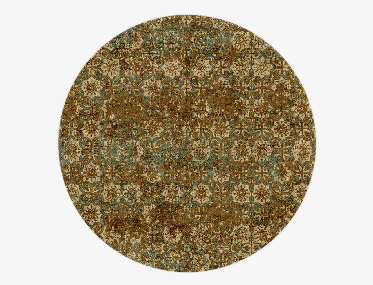 Flower Mosaic Vintage Round Hand Knotted Bamboo Silk Custom Rug by Rug Artisan