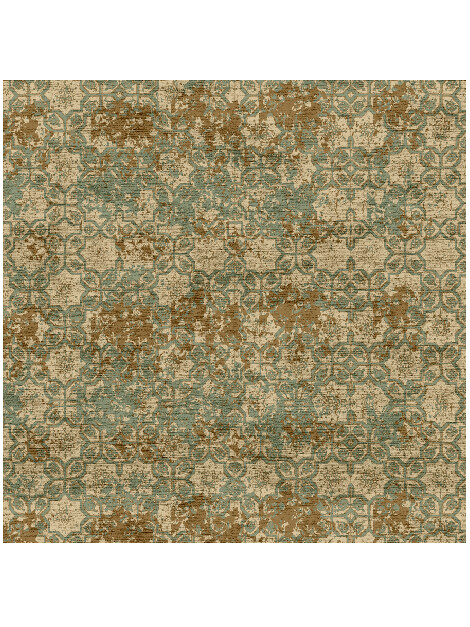 Flower Mosaic Vintage Square Hand Knotted Bamboo Silk Custom Rug by Rug Artisan