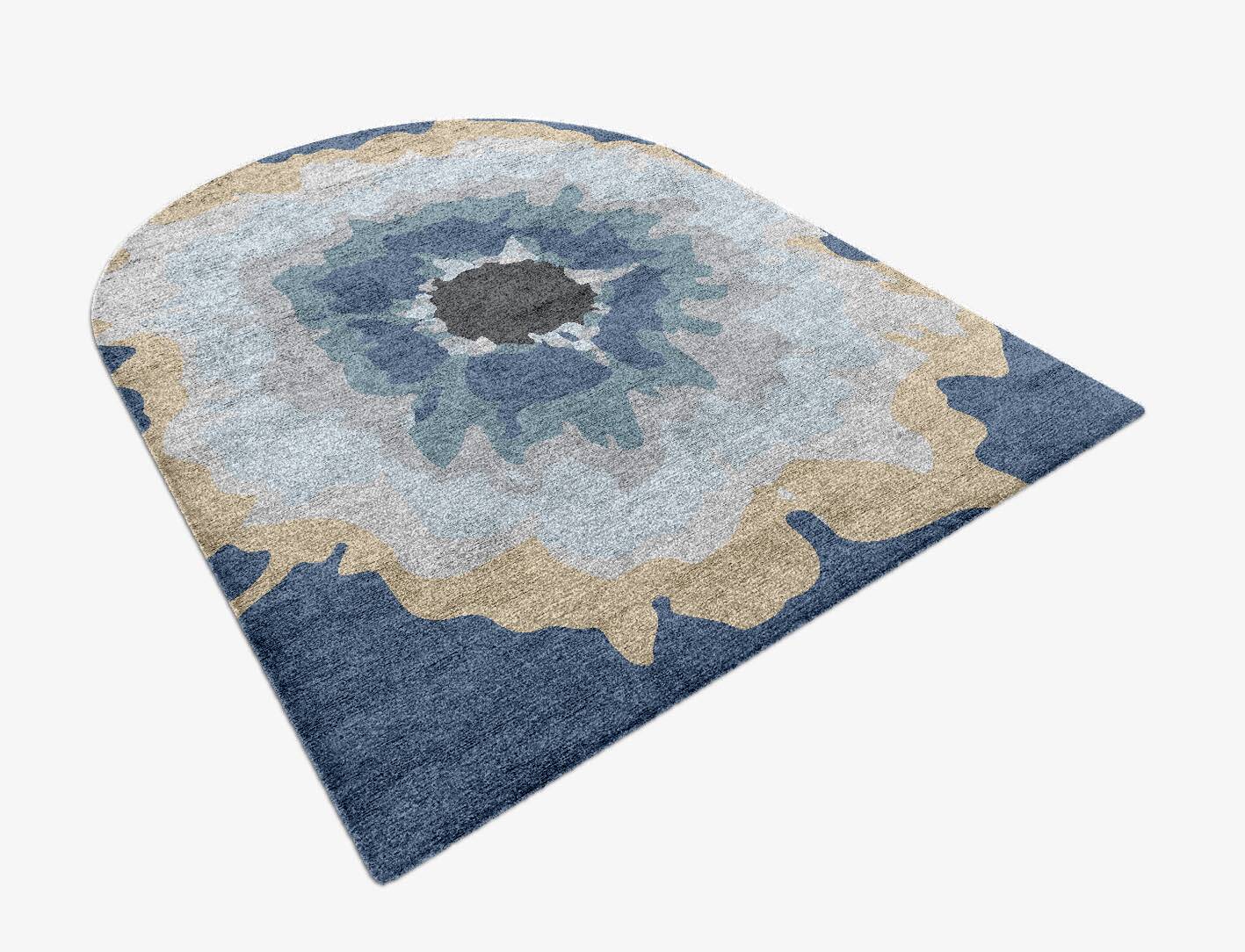 Floweret Cerulean Arch Hand Knotted Bamboo Silk Custom Rug by Rug Artisan