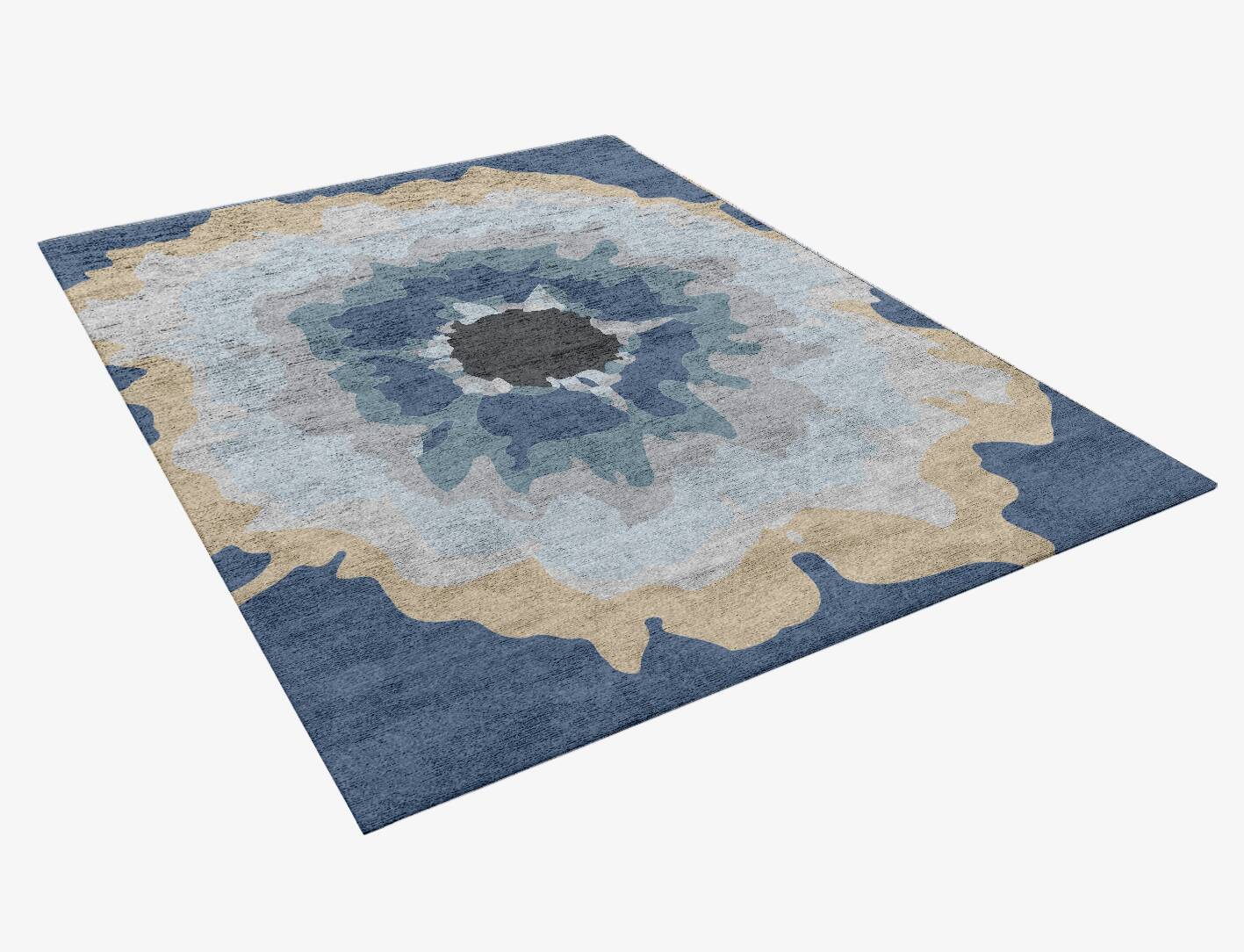Floweret Cerulean Rectangle Hand Knotted Bamboo Silk Custom Rug by Rug Artisan