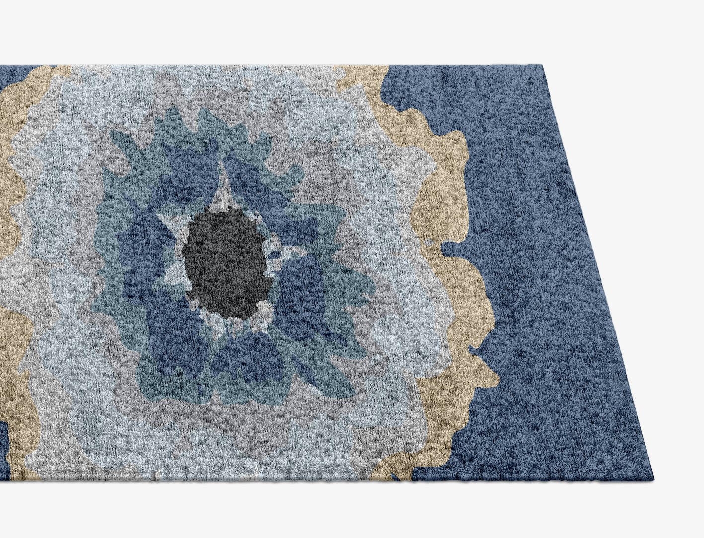 Floweret Cerulean Runner Hand Knotted Bamboo Silk Custom Rug by Rug Artisan