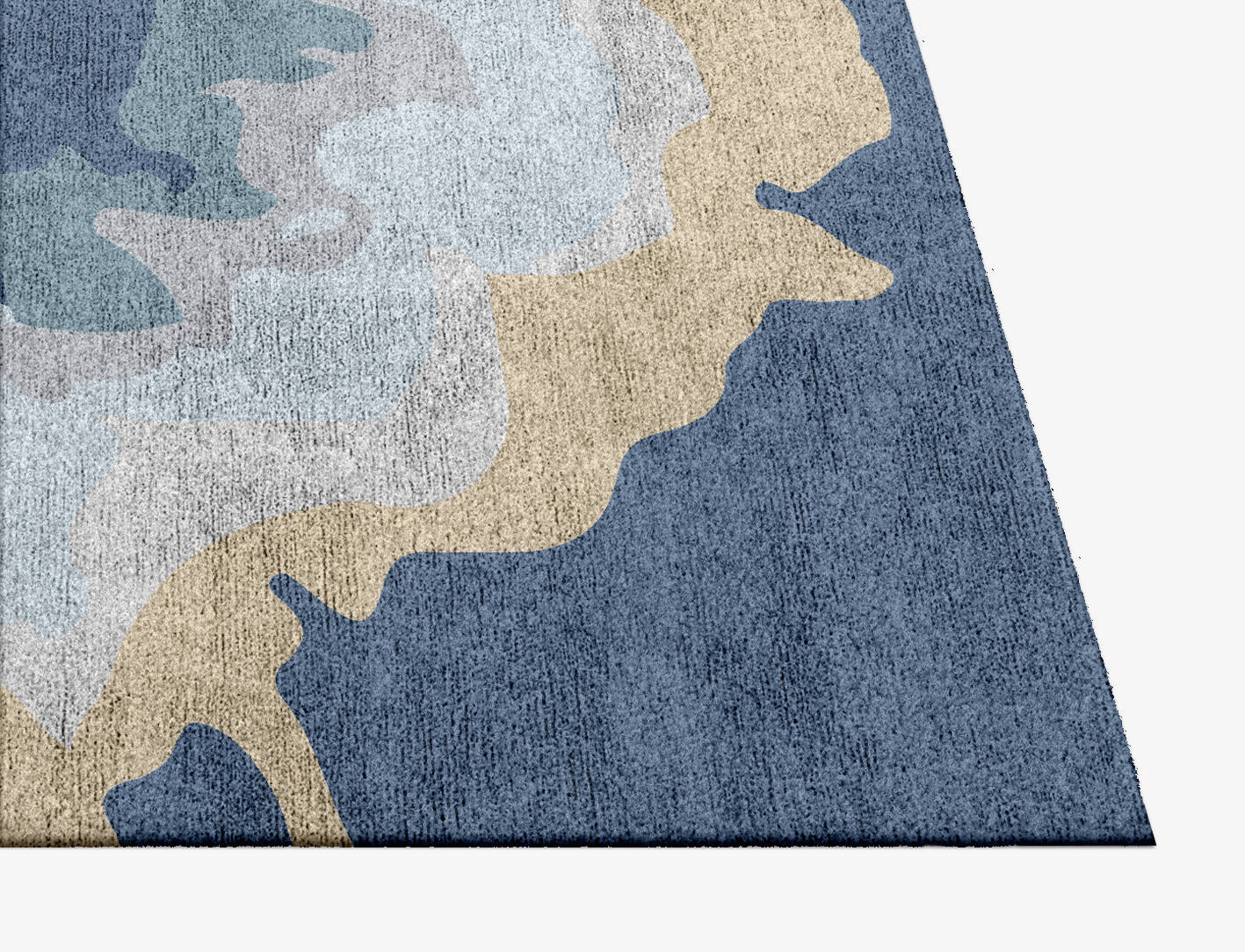 Floweret Cerulean Square Hand Knotted Bamboo Silk Custom Rug by Rug Artisan
