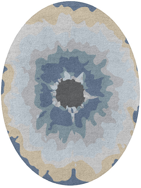 Floweret Cerulean Oval Hand Tufted Pure Wool Custom Rug by Rug Artisan