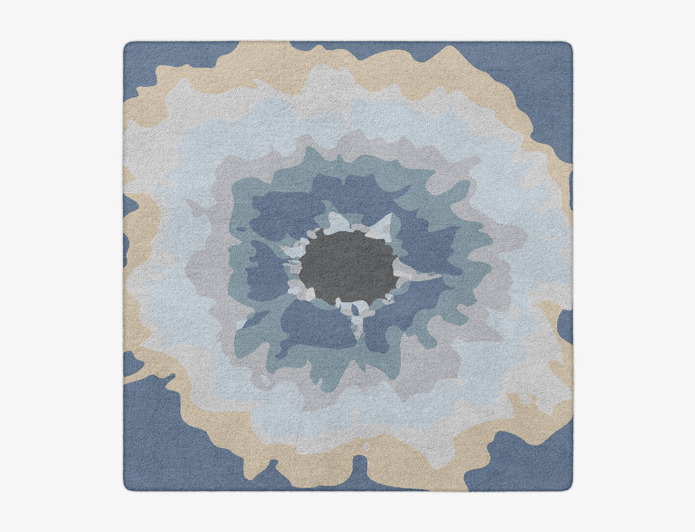 Floweret Cerulean Square Hand Tufted Pure Wool Custom Rug by Rug Artisan