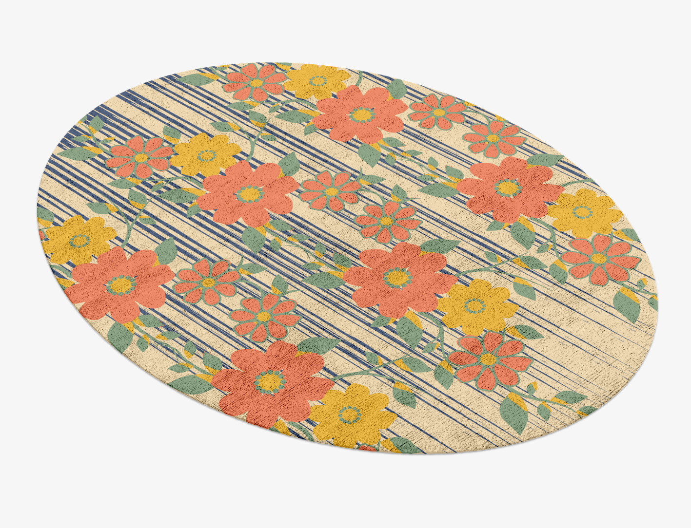 Flowerfall Floral Oval Hand Knotted Bamboo Silk Custom Rug by Rug Artisan