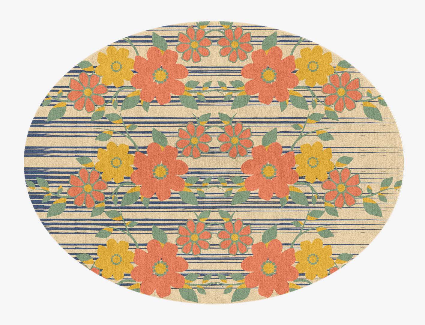 Flowerfall Floral Oval Hand Knotted Tibetan Wool Custom Rug by Rug Artisan