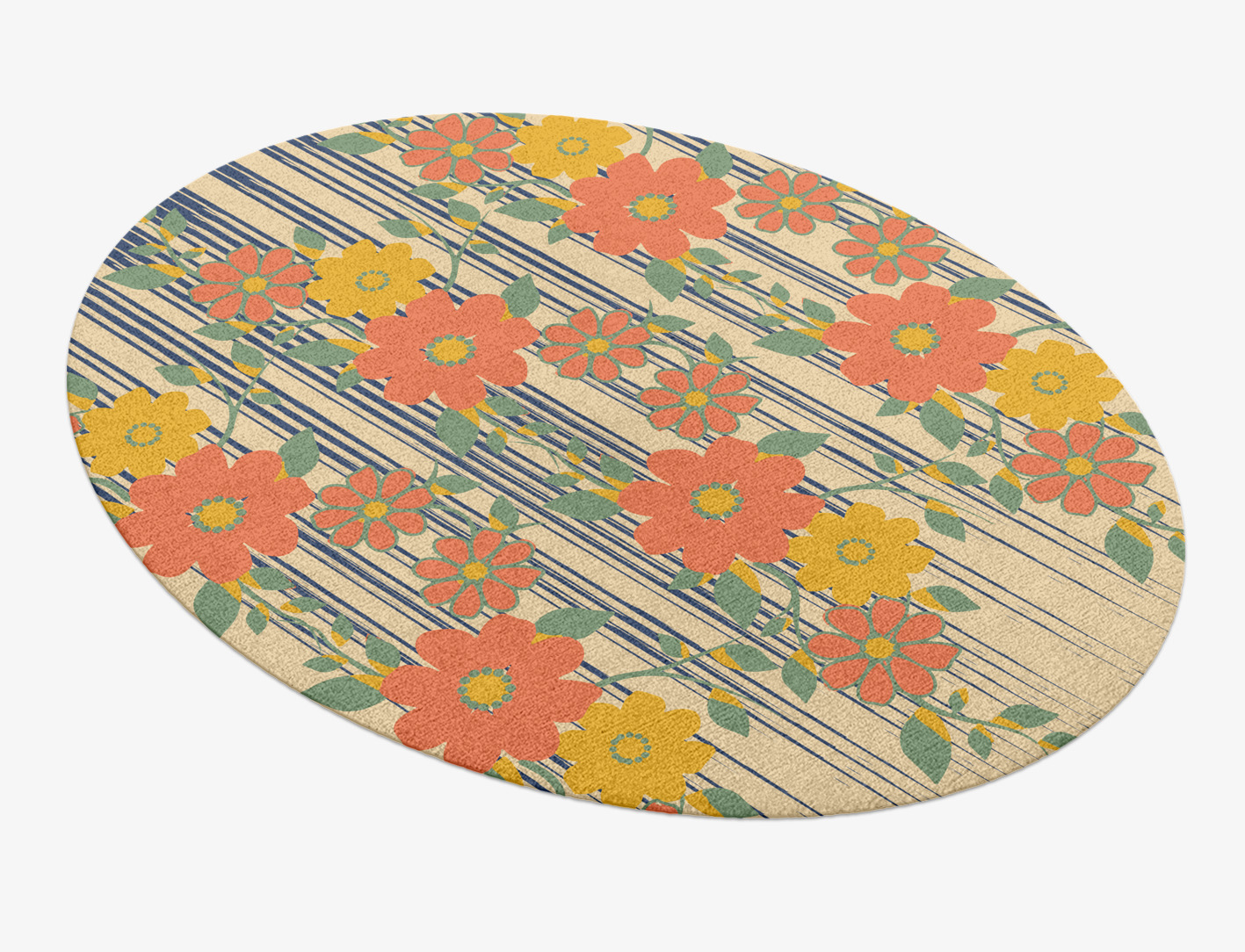 Flowerfall Floral Oval Hand Knotted Tibetan Wool Custom Rug by Rug Artisan
