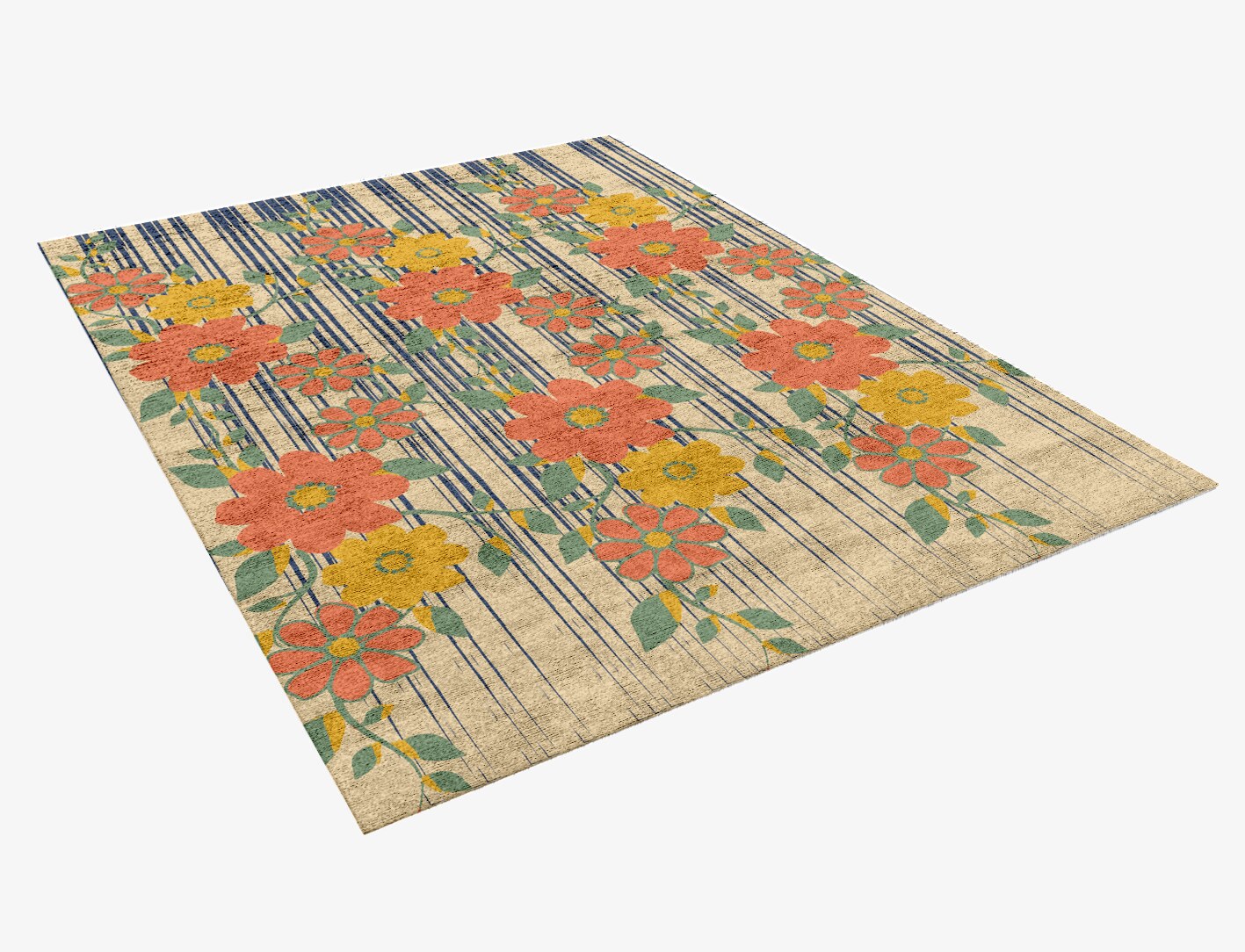 Flowerfall Floral Rectangle Hand Knotted Bamboo Silk Custom Rug by Rug Artisan