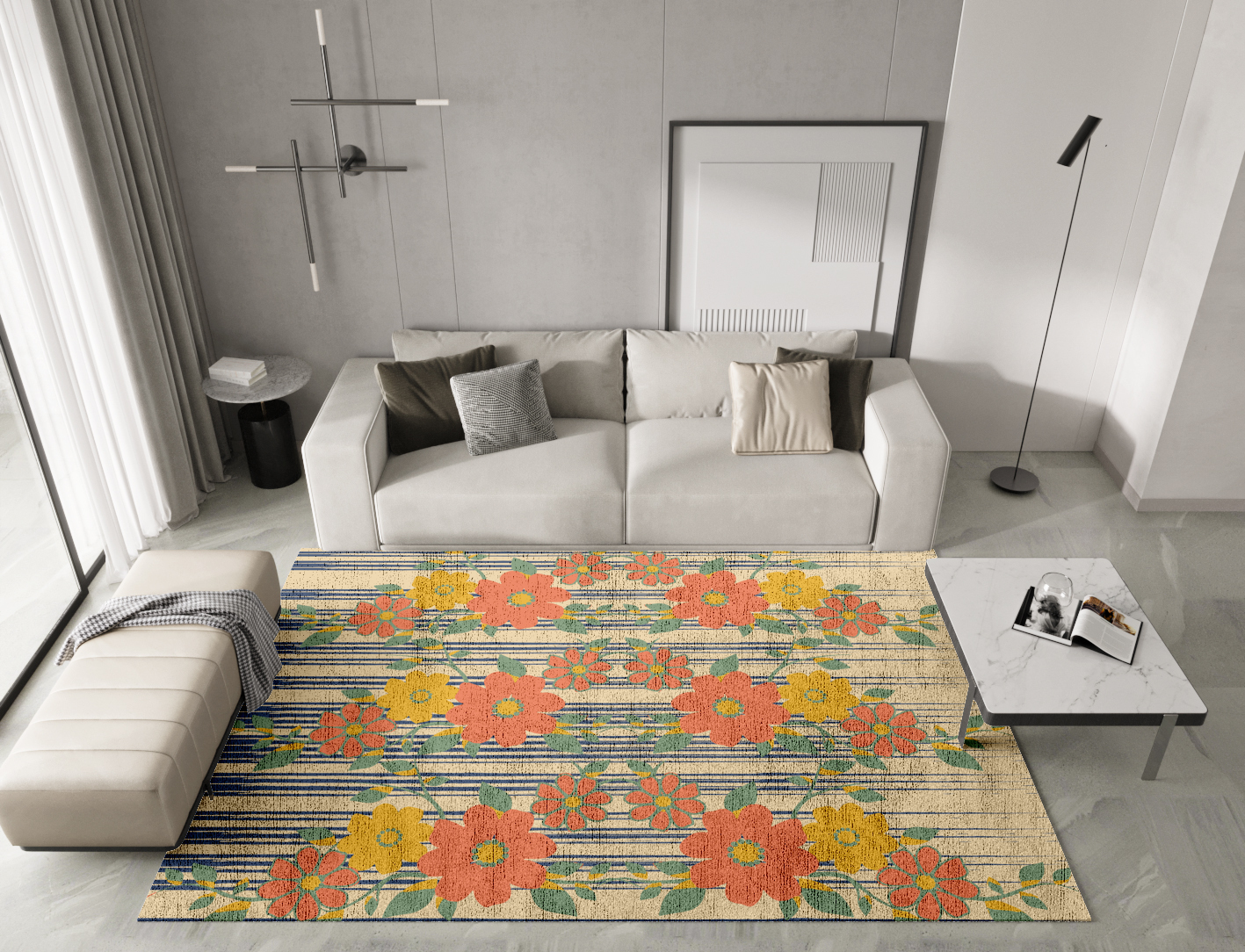 Flowerfall Floral Rectangle Hand Knotted Bamboo Silk Custom Rug by Rug Artisan