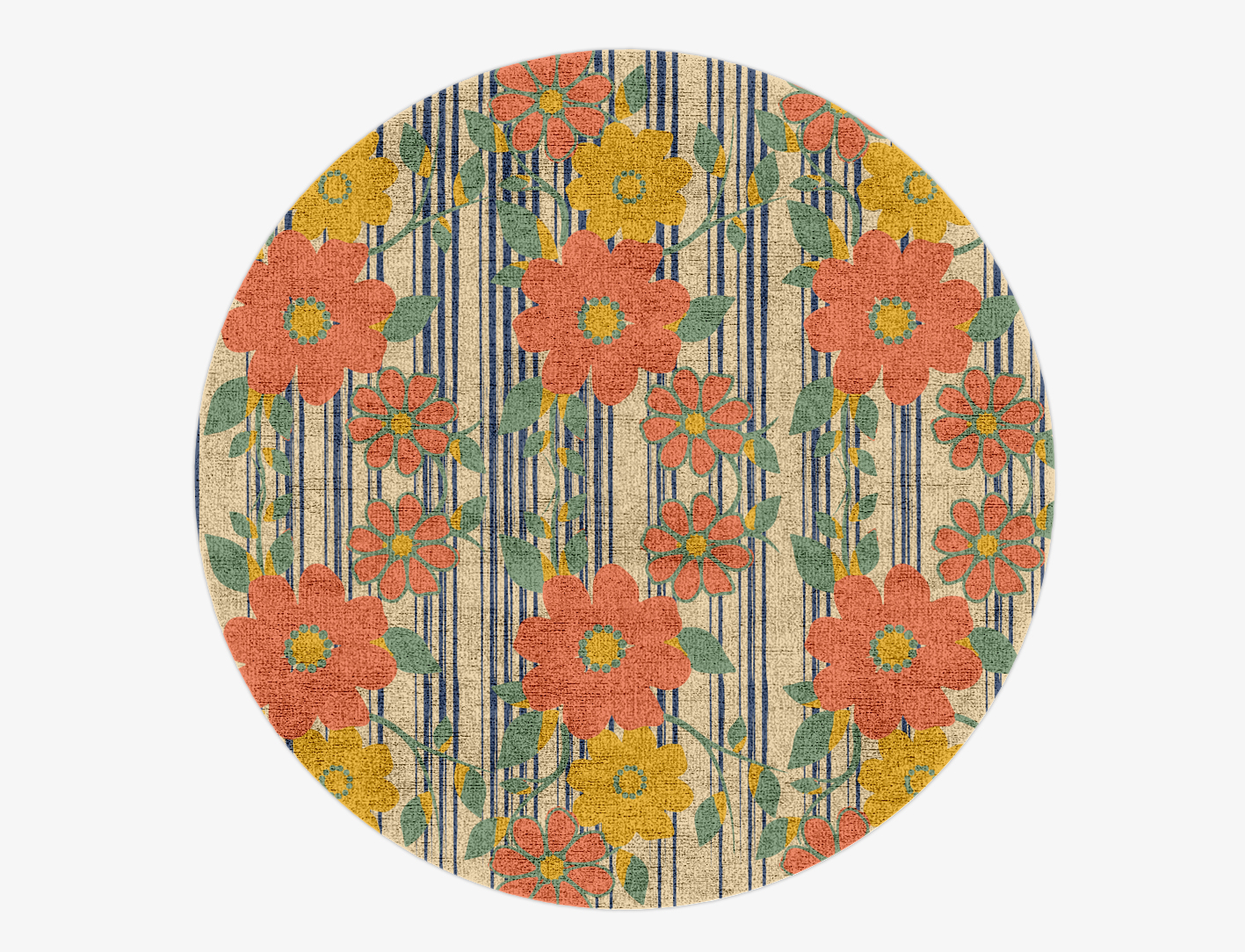 Flowerfall Floral Round Hand Knotted Bamboo Silk Custom Rug by Rug Artisan