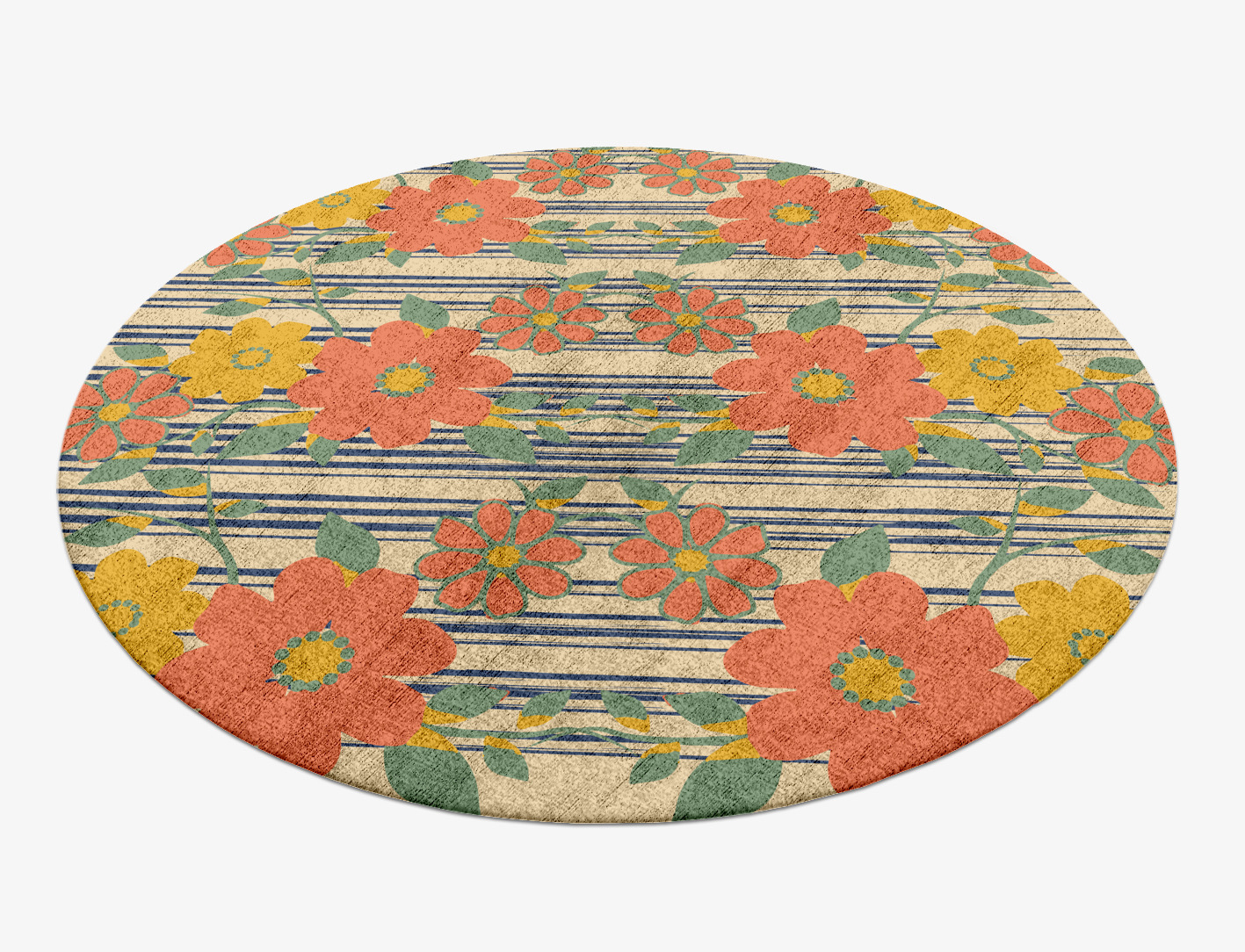 Flowerfall Floral Round Hand Knotted Bamboo Silk Custom Rug by Rug Artisan