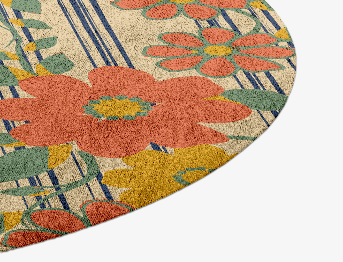 Flowerfall Floral Round Hand Knotted Bamboo Silk Custom Rug by Rug Artisan