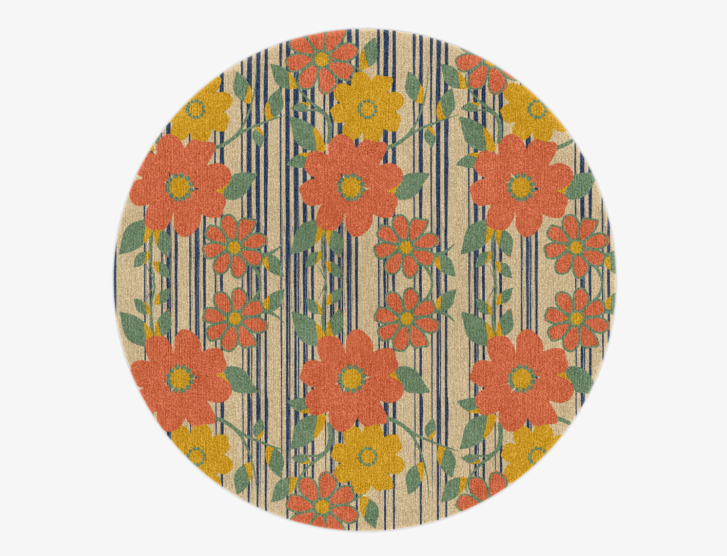 Flowerfall Floral Round Hand Knotted Tibetan Wool Custom Rug by Rug Artisan