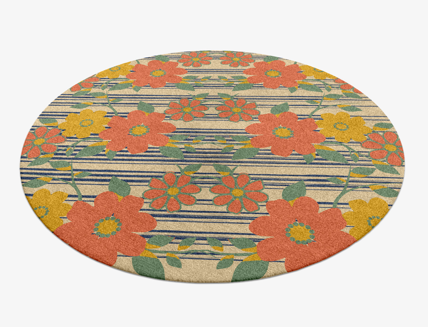 Flowerfall Floral Round Hand Knotted Tibetan Wool Custom Rug by Rug Artisan