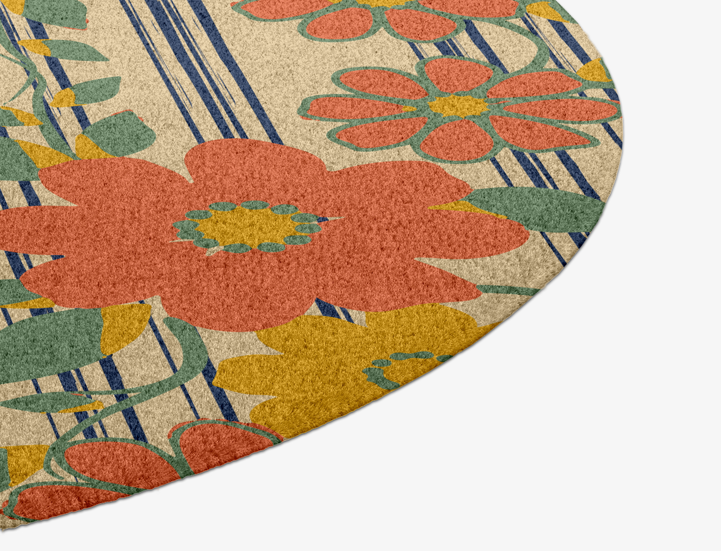 Flowerfall Floral Round Hand Knotted Tibetan Wool Custom Rug by Rug Artisan