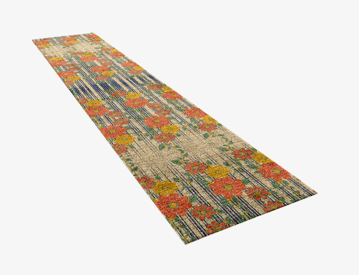 Flowerfall Floral Runner Hand Knotted Bamboo Silk Custom Rug by Rug Artisan