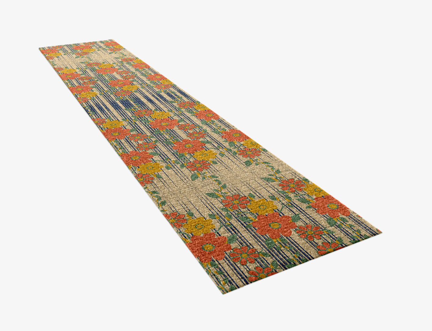 Flowerfall Floral Runner Hand Knotted Tibetan Wool Custom Rug by Rug Artisan