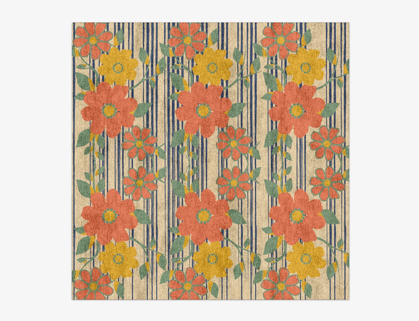 Flowerfall Floral Square Hand Knotted Bamboo Silk Custom Rug by Rug Artisan
