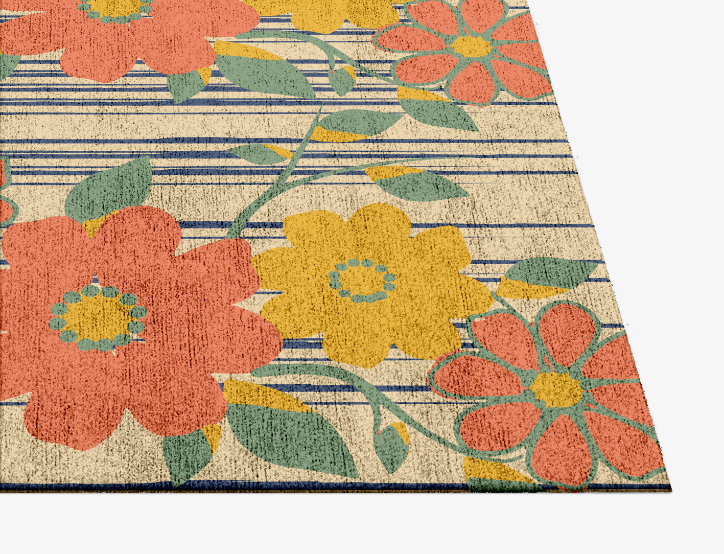Flowerfall Floral Square Hand Knotted Bamboo Silk Custom Rug by Rug Artisan