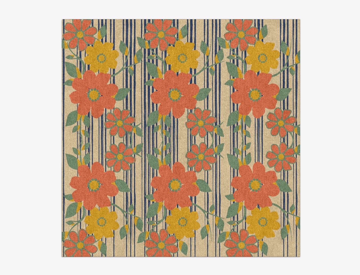 Flowerfall Floral Square Hand Knotted Tibetan Wool Custom Rug by Rug Artisan