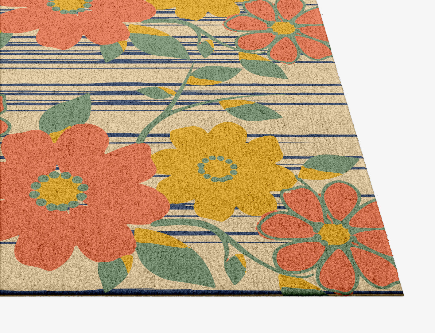Flowerfall Floral Square Hand Knotted Tibetan Wool Custom Rug by Rug Artisan