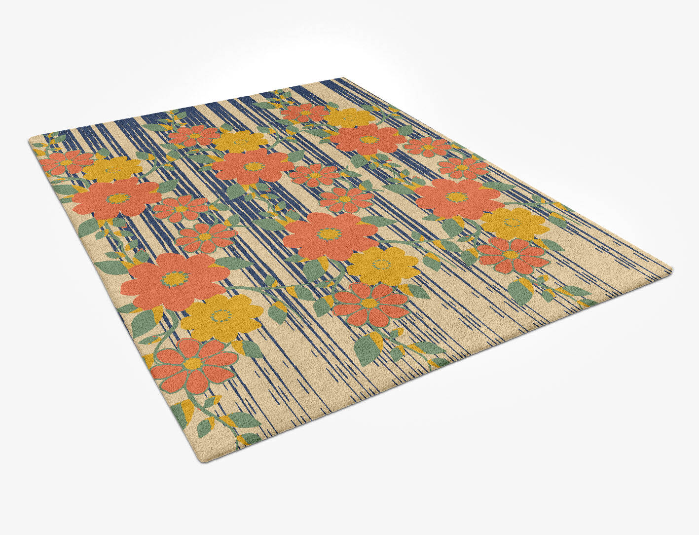 Flowerfall Floral Rectangle Hand Tufted Pure Wool Custom Rug by Rug Artisan
