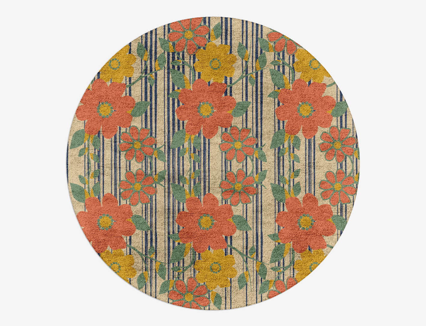 Flowerfall Floral Round Hand Tufted Bamboo Silk Custom Rug by Rug Artisan
