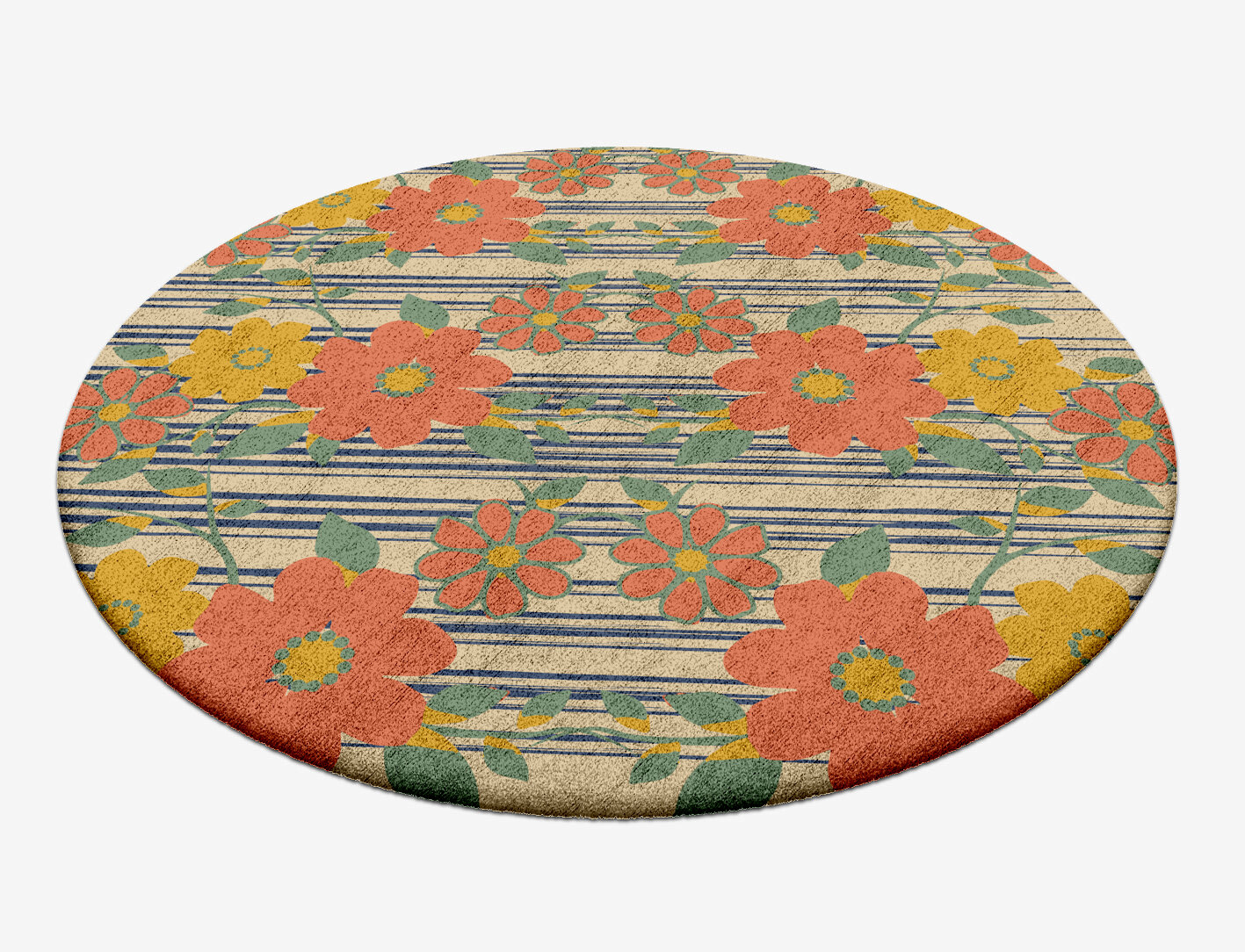 Flowerfall Floral Round Hand Tufted Bamboo Silk Custom Rug by Rug Artisan