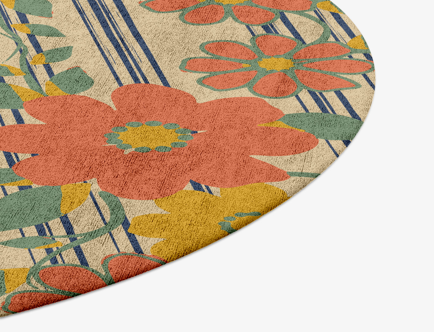 Flowerfall Floral Round Hand Tufted Bamboo Silk Custom Rug by Rug Artisan