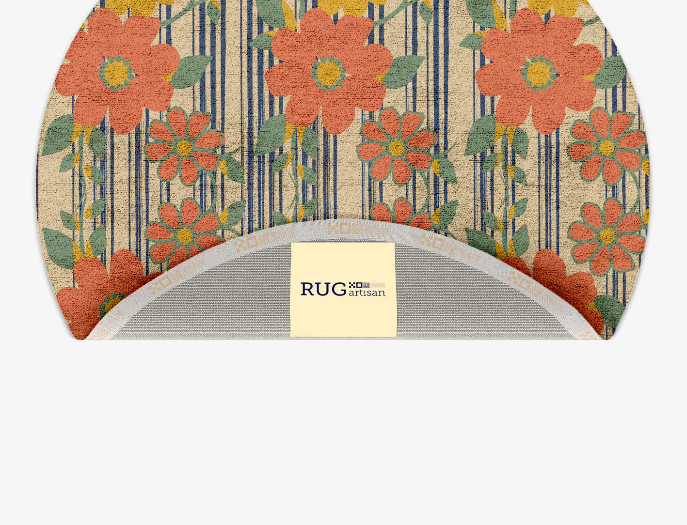 Flowerfall Floral Round Hand Tufted Bamboo Silk Custom Rug by Rug Artisan