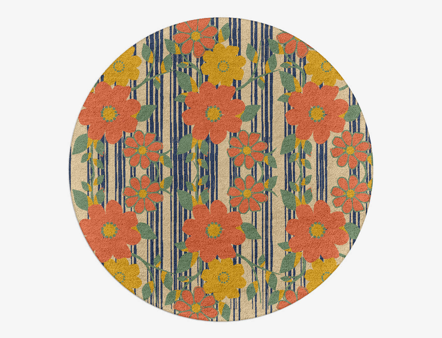 Flowerfall Floral Round Hand Tufted Pure Wool Custom Rug by Rug Artisan