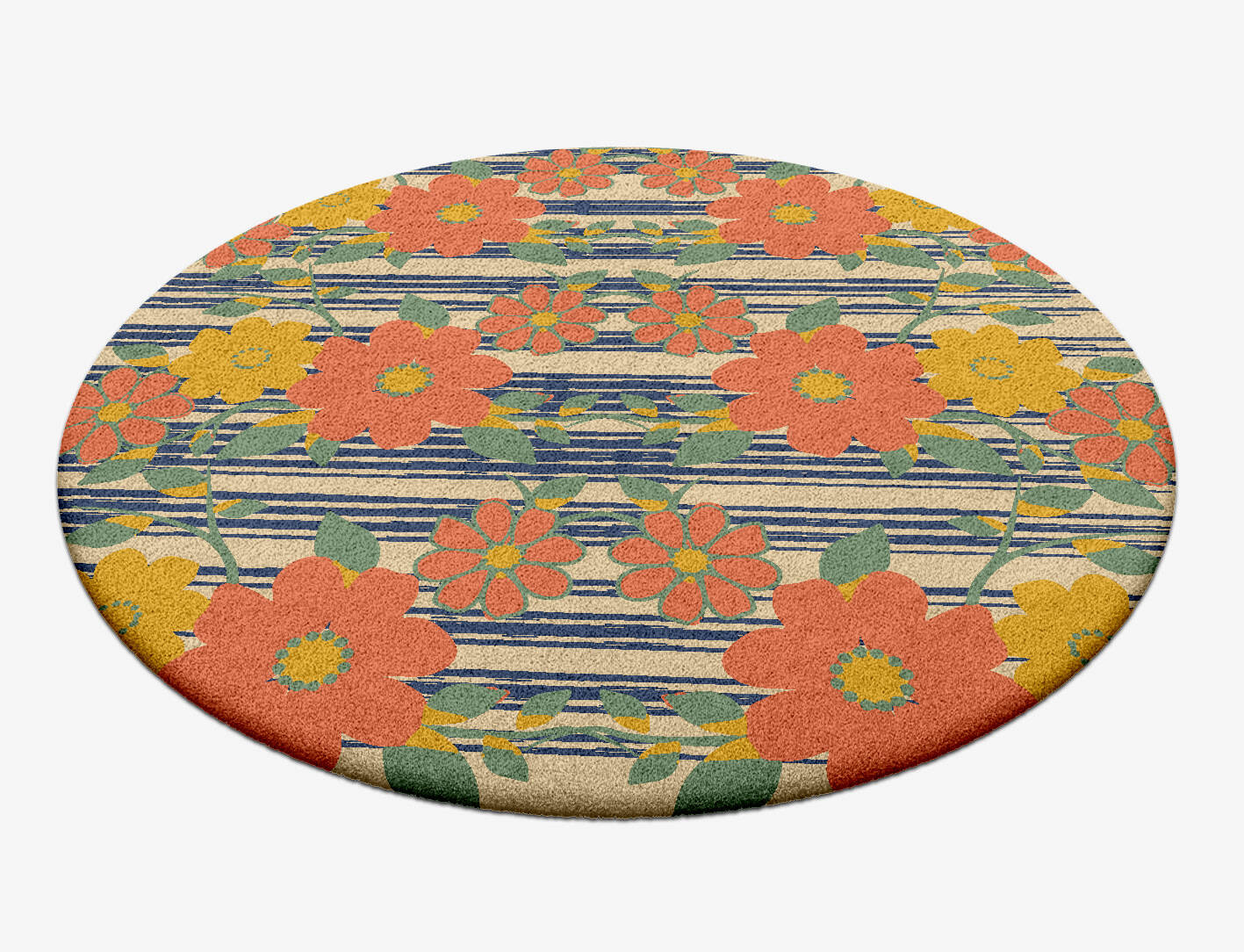 Flowerfall Floral Round Hand Tufted Pure Wool Custom Rug by Rug Artisan