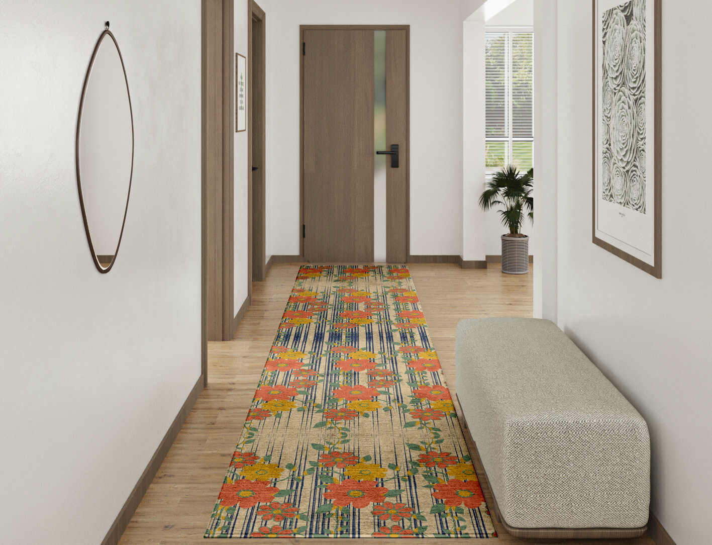Flowerfall Floral Runner Hand Tufted Bamboo Silk Custom Rug by Rug Artisan