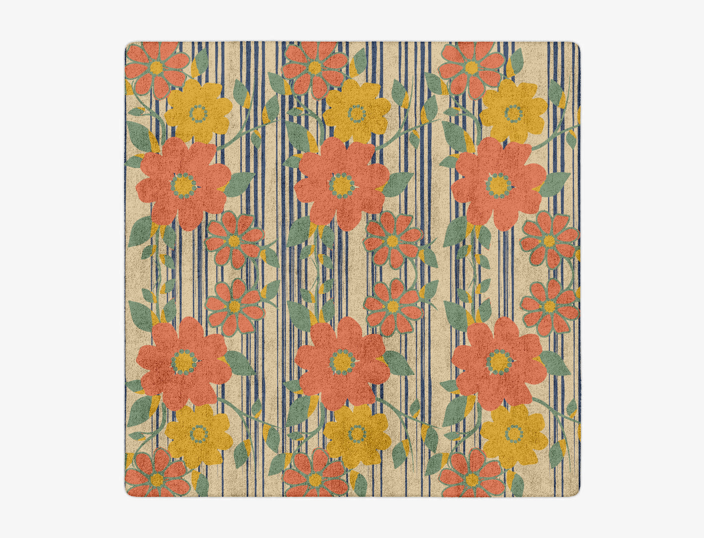 Flowerfall Floral Square Hand Tufted Bamboo Silk Custom Rug by Rug Artisan
