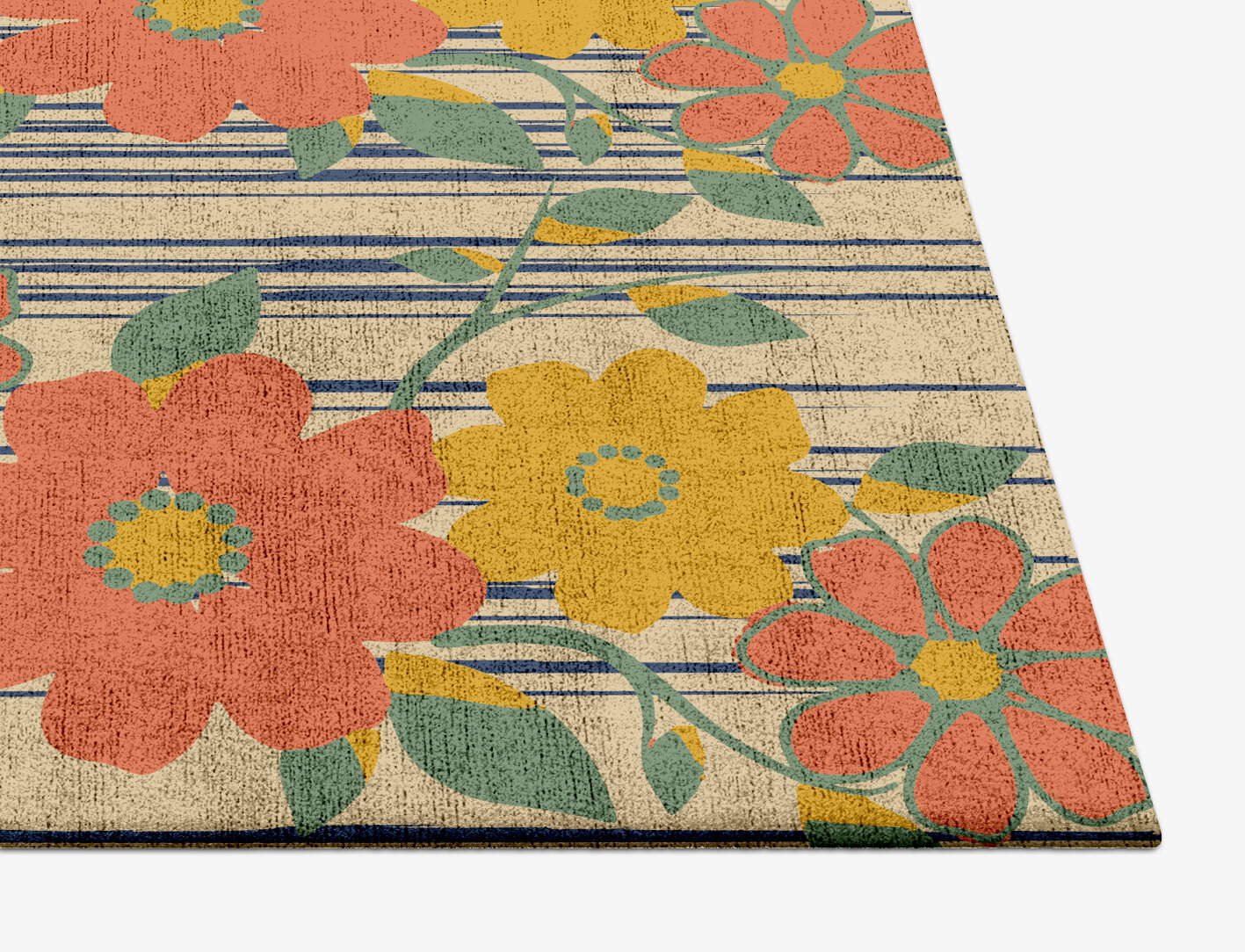 Flowerfall Floral Square Hand Tufted Bamboo Silk Custom Rug by Rug Artisan