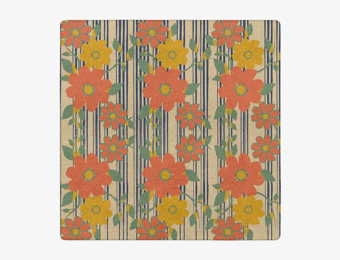 Flowerfall Floral Square Hand Tufted Pure Wool Custom Rug by Rug Artisan