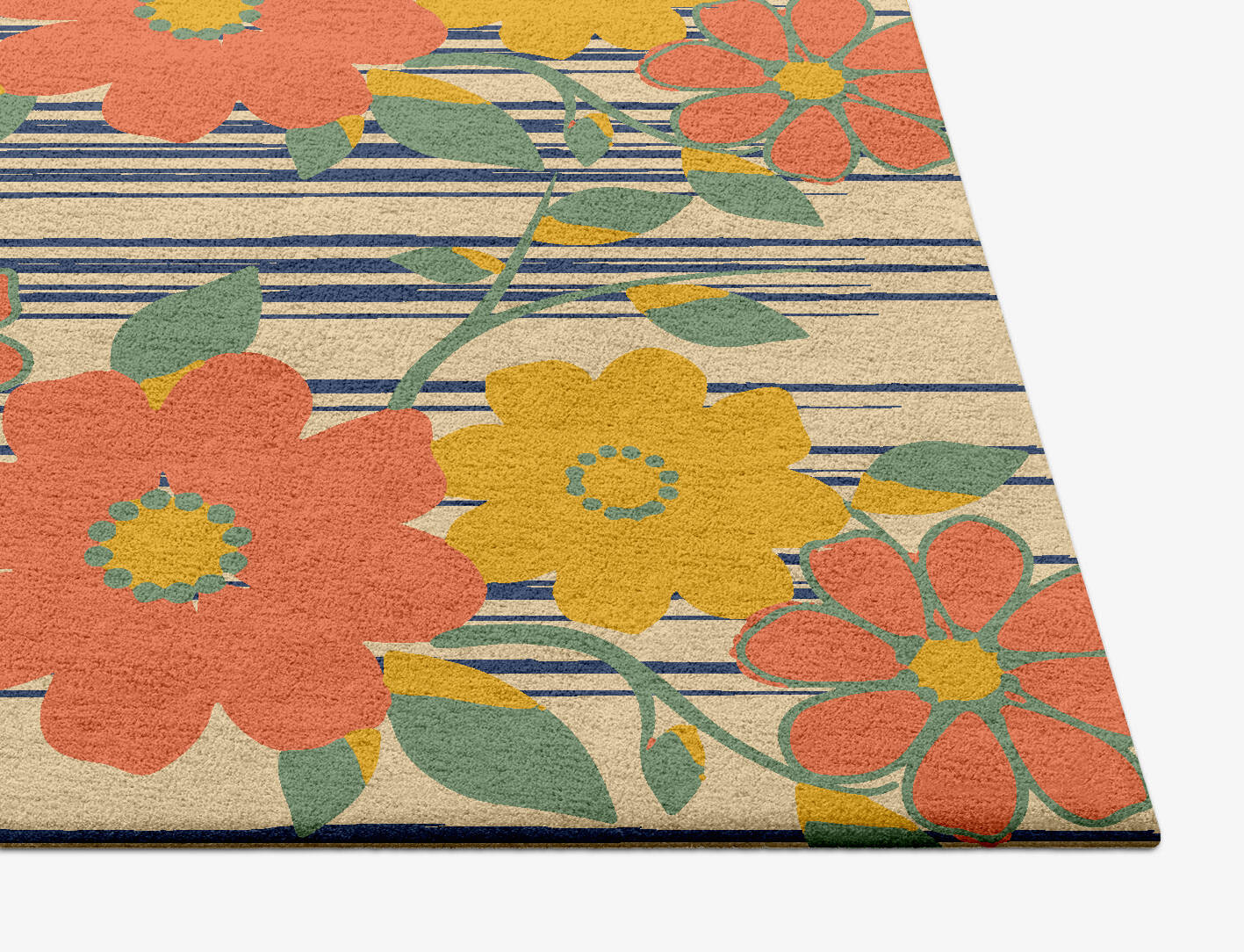 Flowerfall Floral Square Hand Tufted Pure Wool Custom Rug by Rug Artisan