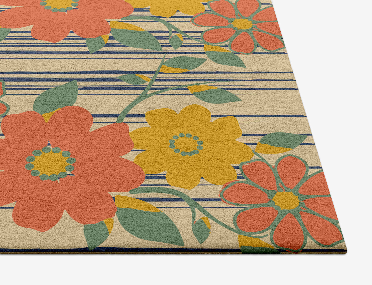 Flowerfall Floral Square Hand Tufted Pure Wool Custom Rug by Rug Artisan