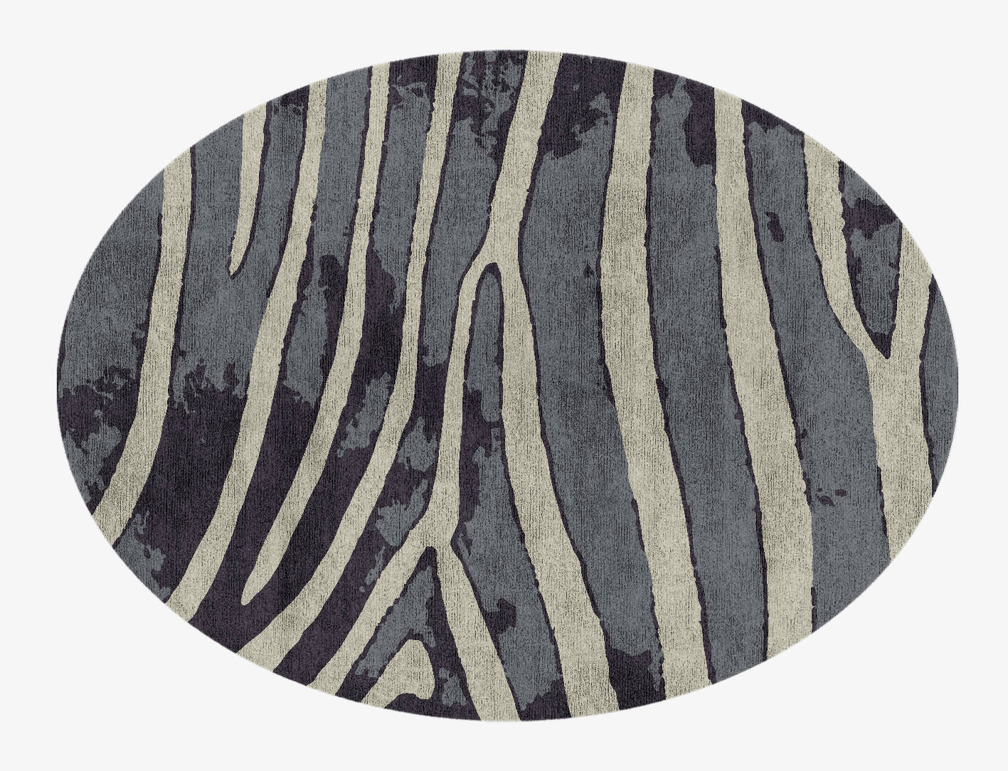 Flowy Stripes Animal Prints Oval Hand Knotted Bamboo Silk Custom Rug by Rug Artisan