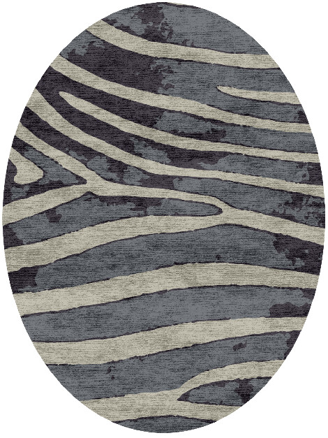 Flowy Stripes Animal Prints Oval Hand Knotted Bamboo Silk Custom Rug by Rug Artisan