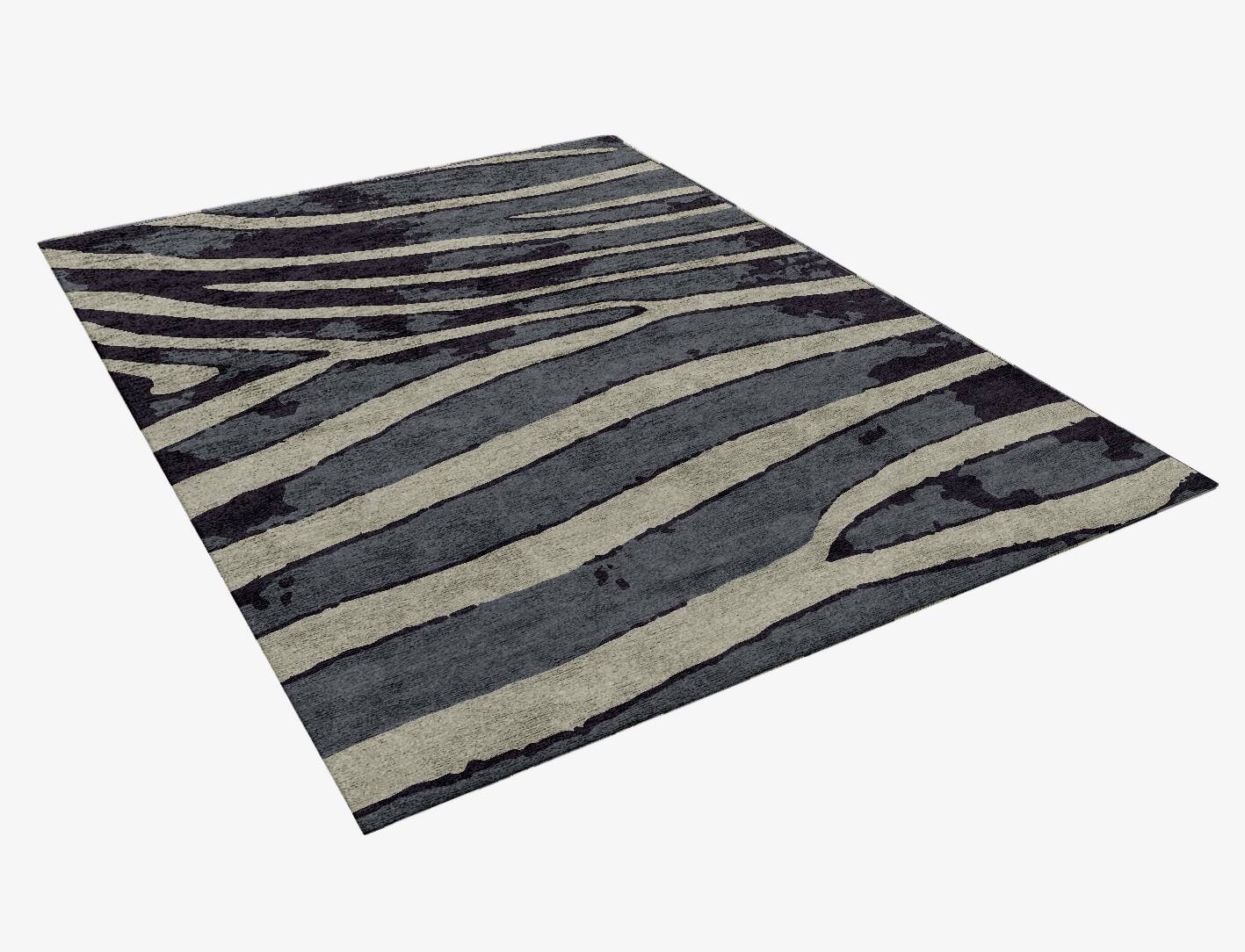 Flowy Stripes Animal Prints Rectangle Hand Knotted Bamboo Silk Custom Rug by Rug Artisan