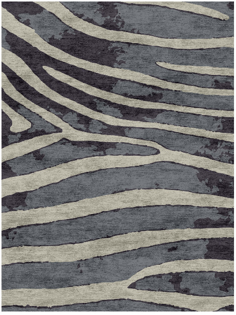 Flowy Stripes Animal Prints Rectangle Hand Knotted Bamboo Silk Custom Rug by Rug Artisan