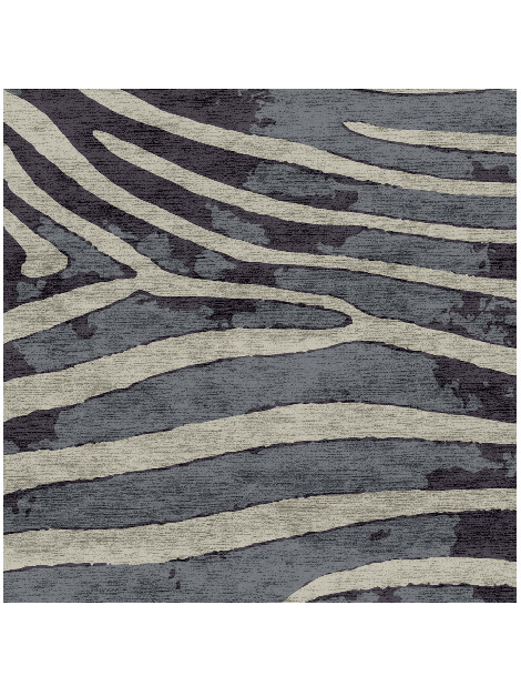 Flowy Stripes Animal Prints Square Hand Knotted Bamboo Silk Custom Rug by Rug Artisan