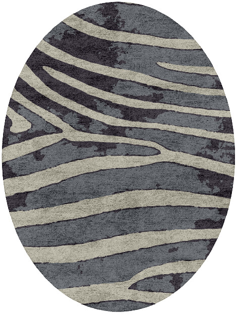 Flowy Stripes Animal Prints Oval Hand Tufted Bamboo Silk Custom Rug by Rug Artisan