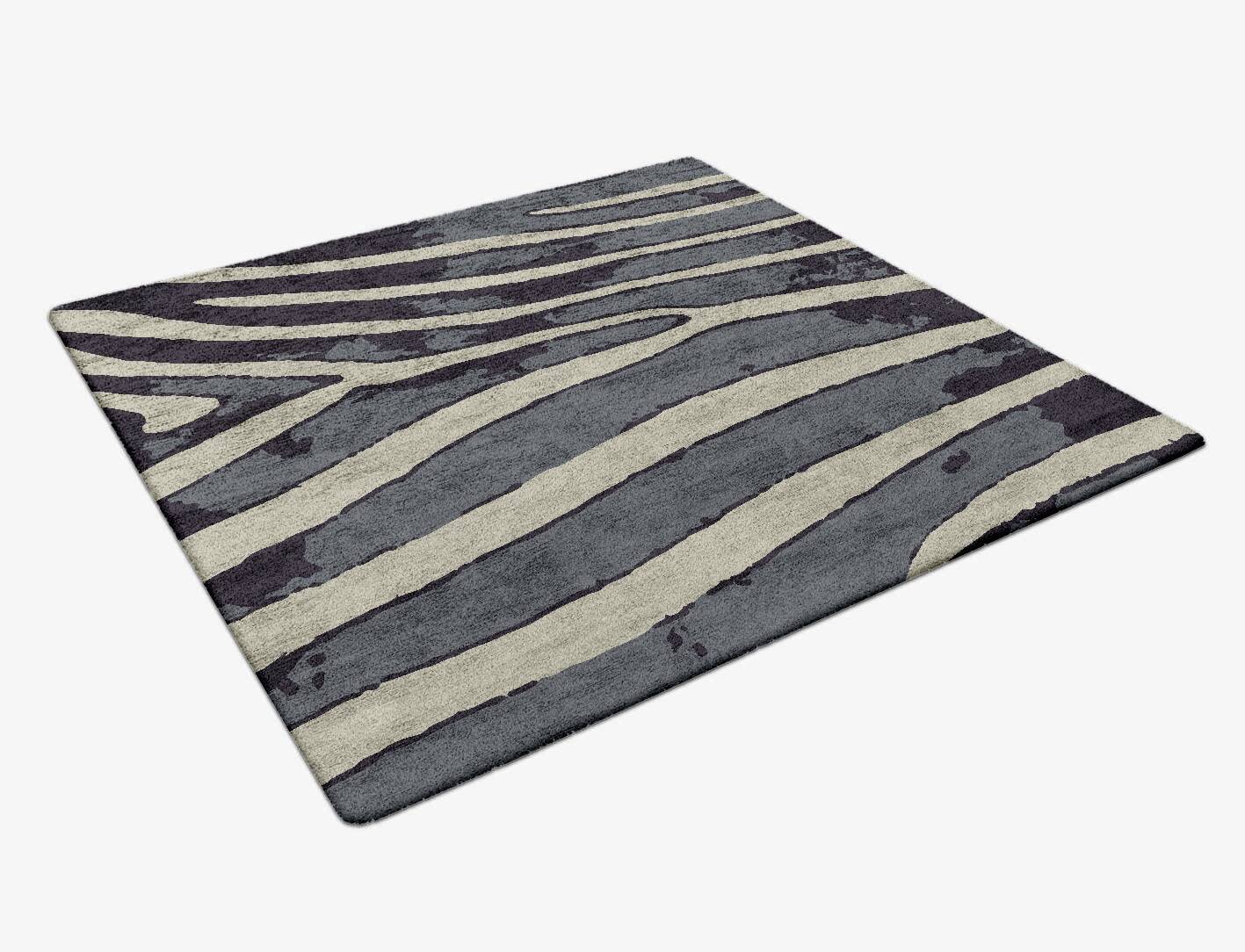 Flowy Stripes Animal Prints Square Hand Tufted Bamboo Silk Custom Rug by Rug Artisan