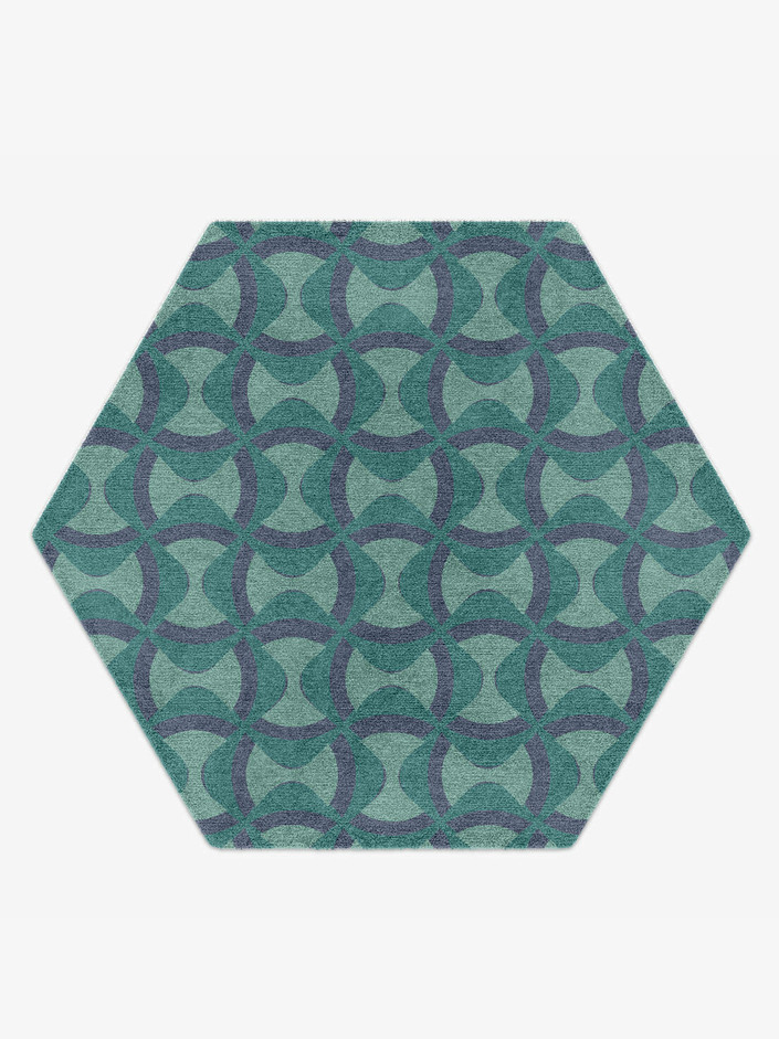 Fluid Modern Geometrics Hexagon Hand Knotted Tibetan Wool Custom Rug by Rug Artisan