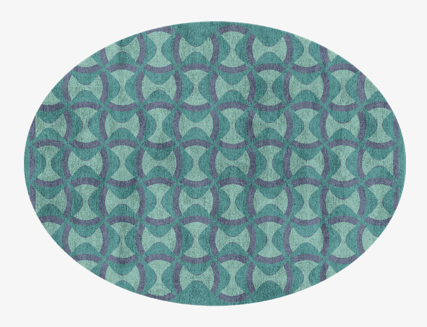 Fluid Geometric Oval Hand Knotted Bamboo Silk Custom Rug by Rug Artisan